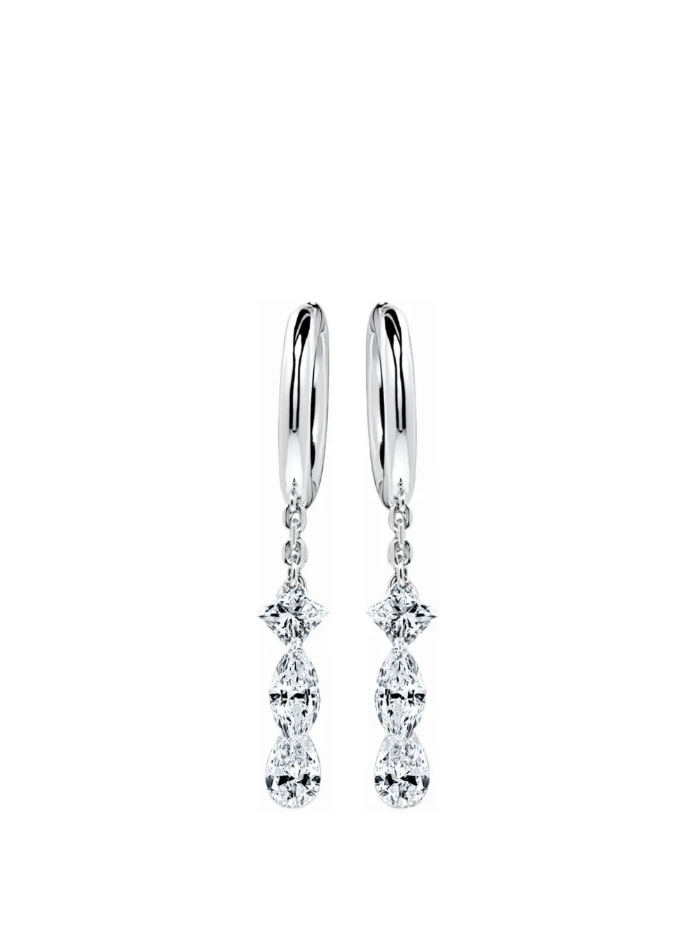 SOLO for diamonds diamond-embellished drop hoop earrings - Argento
