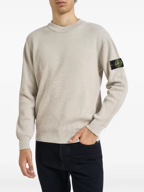 Stone Island logo-patch ribbed sweater