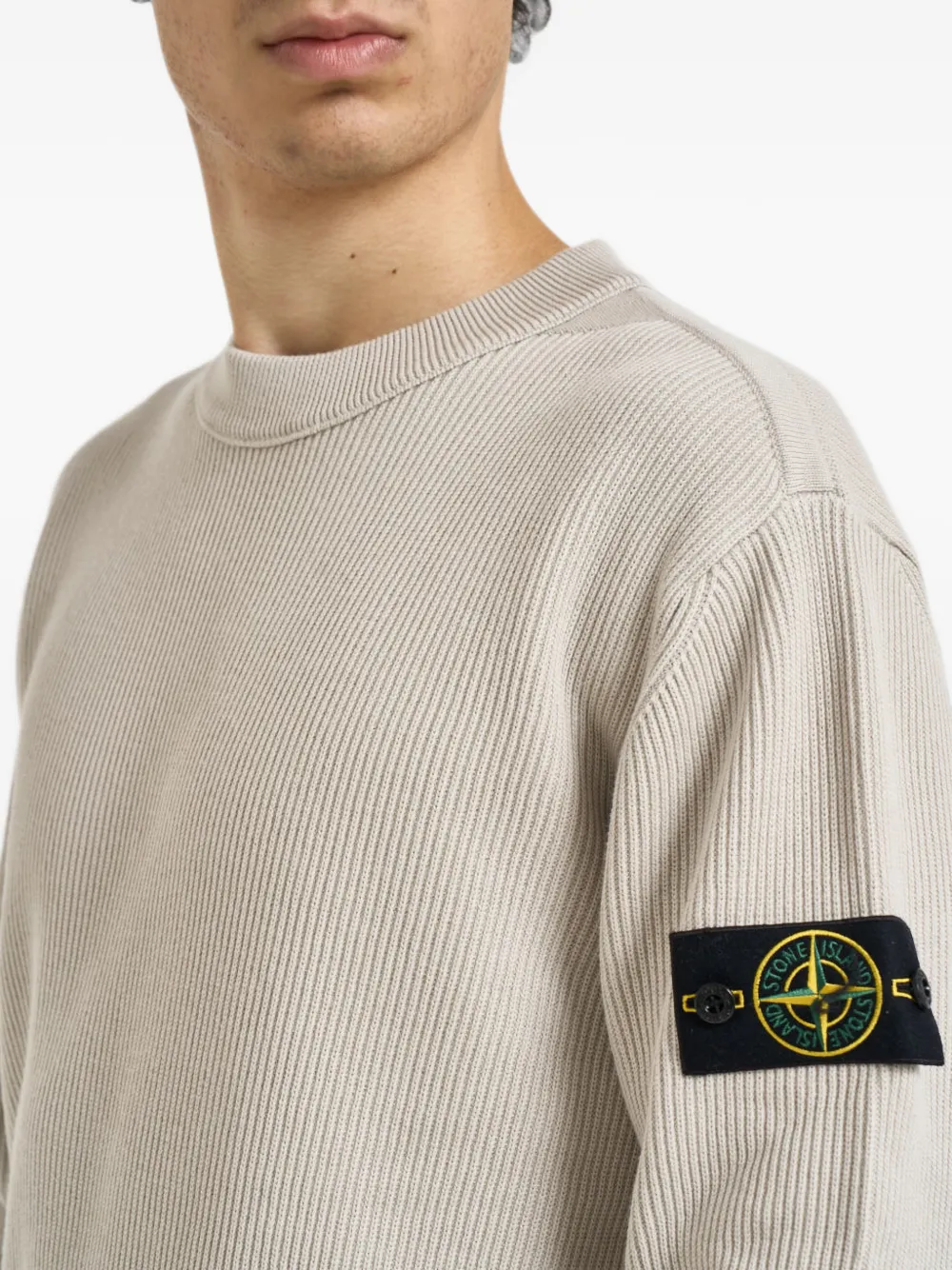 Stone Island Trui met logopatch Beige