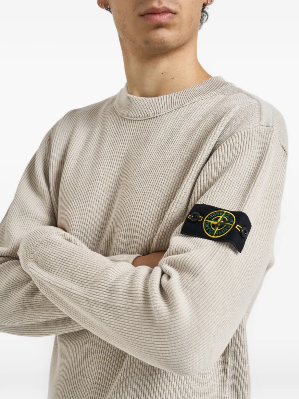 Stone Island Trui met logopatch Beige