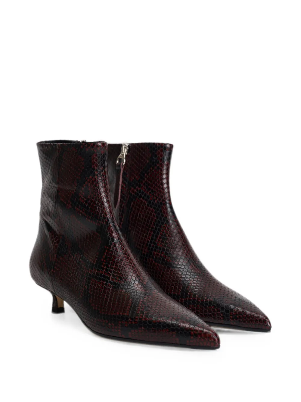 Aeyde snakeskin-effect pointed-toe ankle boots Rood