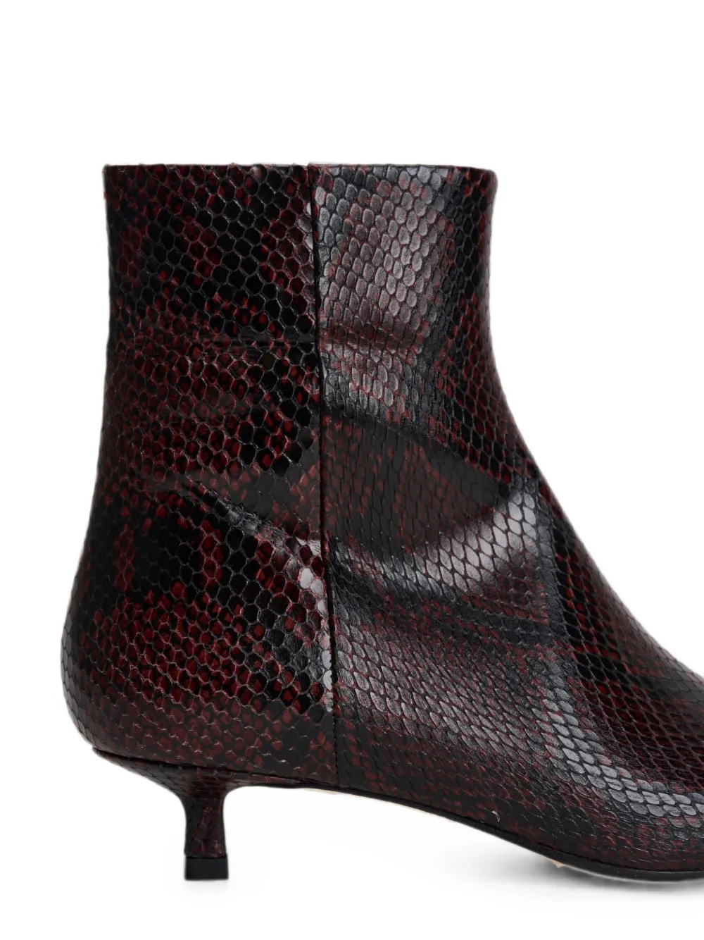 Aeyde snakeskin-effect pointed-toe ankle boots Rood