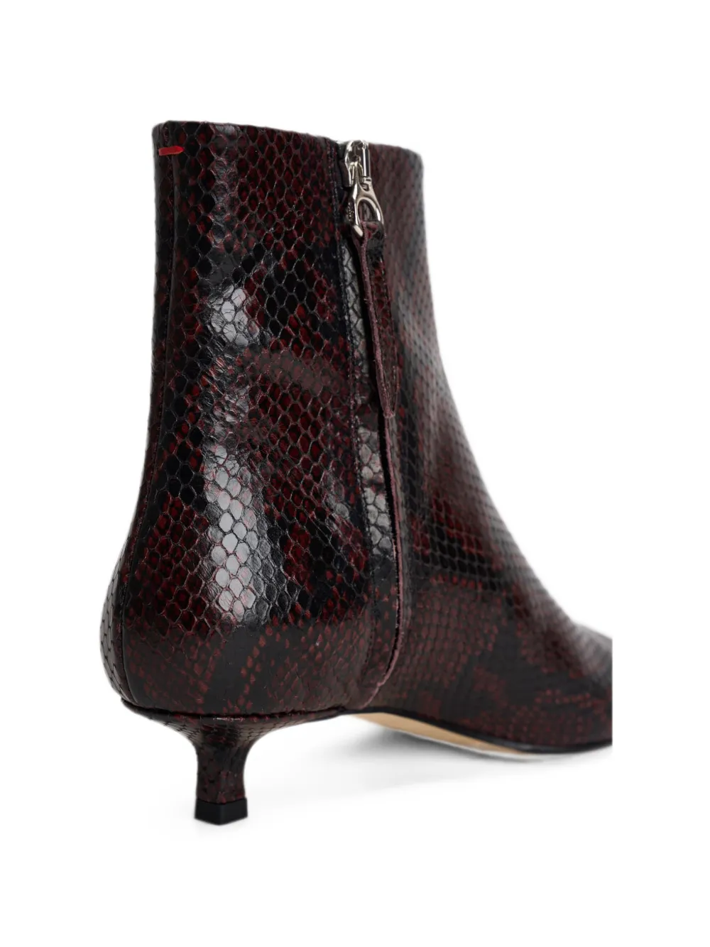 Aeyde snakeskin-effect pointed-toe ankle boots Rood