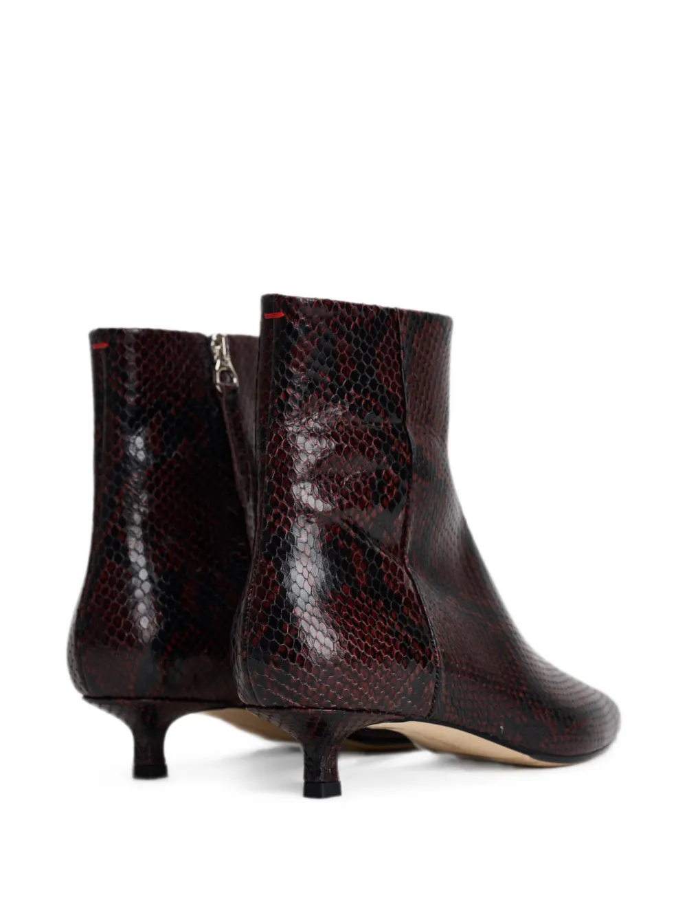 Aeyde snakeskin-effect pointed-toe ankle boots Rood