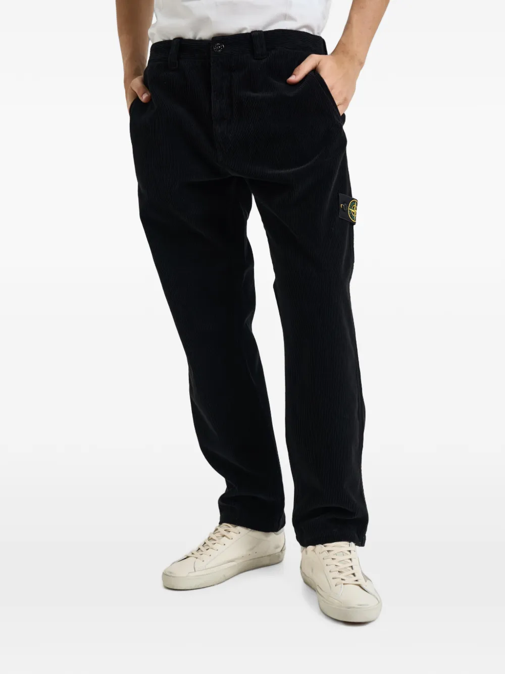 Stone Island 3100059 organic cotton corduroy 800 chino trousers - Schwarz