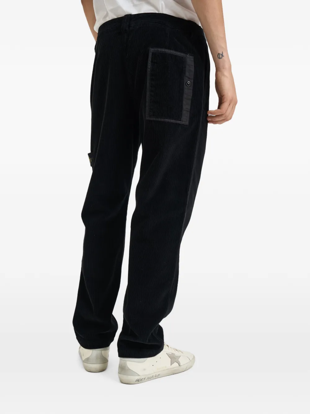 Stone Island Ribfluwelen broek van biologisch katoen Zwart