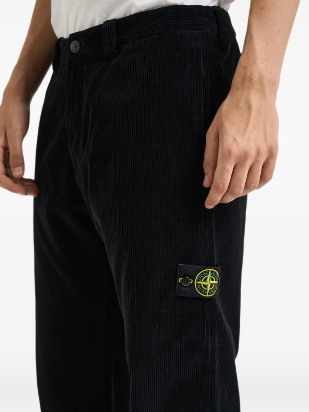 Stone Island Ribfluwelen broek van biologisch katoen Zwart