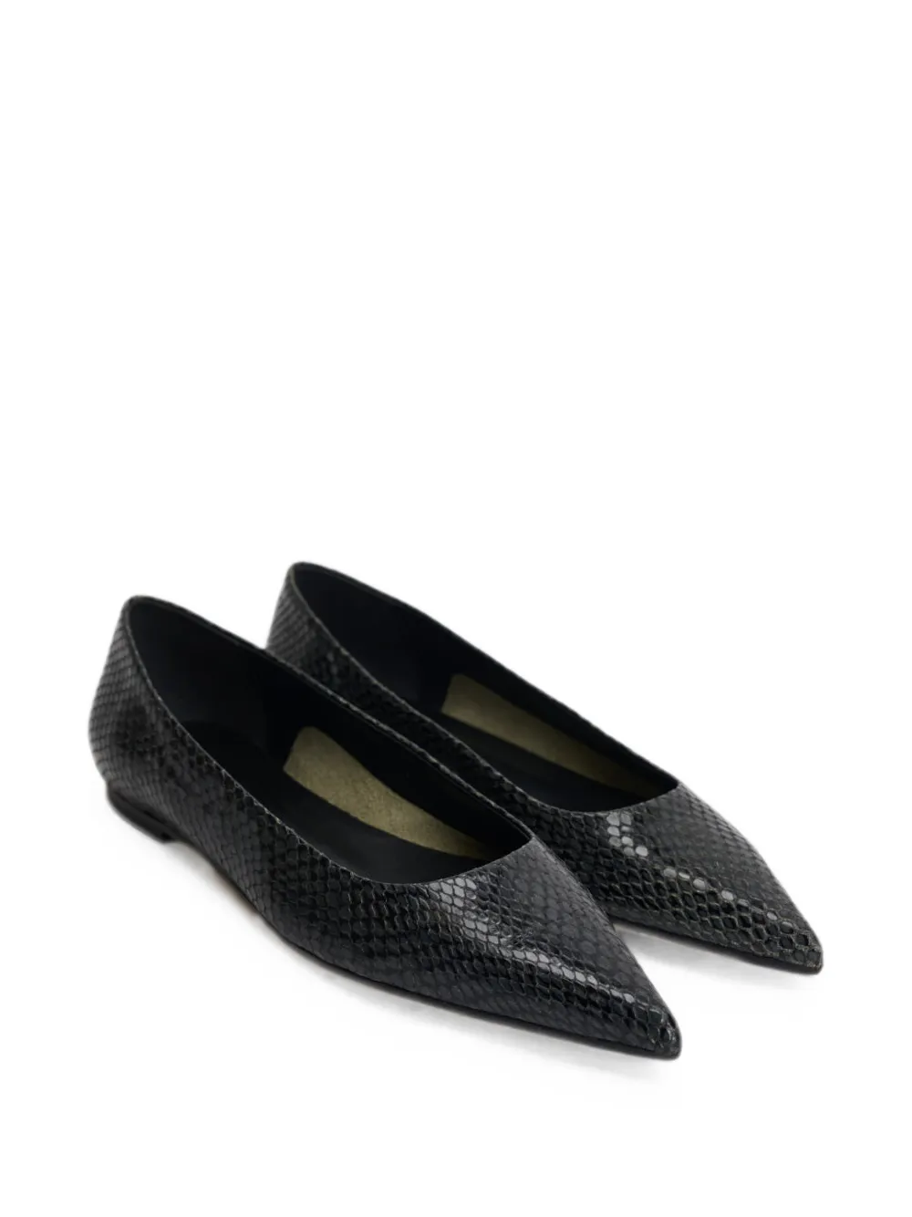 Aeyde Cassy Mini snakeskin-effect ballet flats Zwart