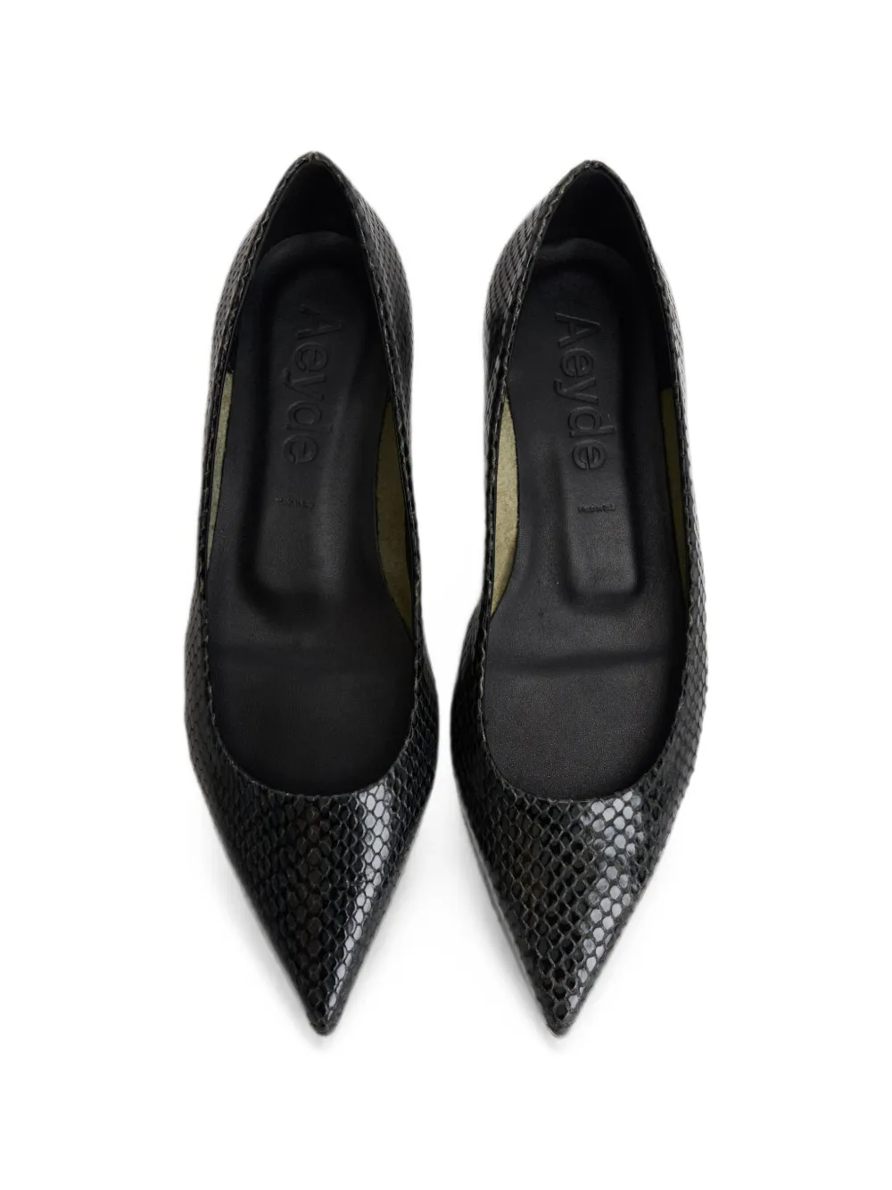 Aeyde Cassy Mini snakeskin-effect ballet flats Zwart