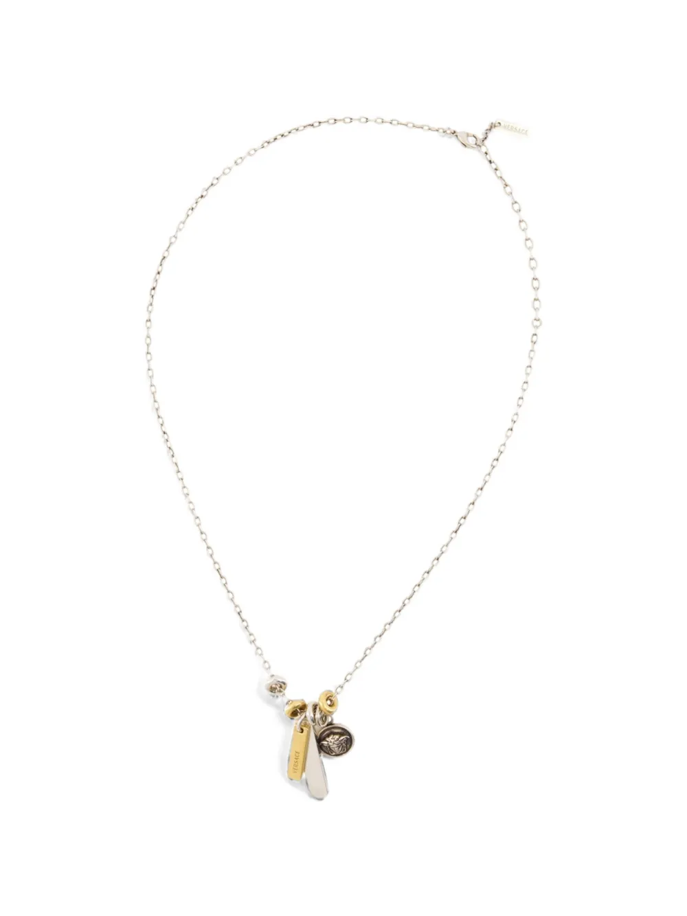 Versace Logo Tag charm necklace - Silver