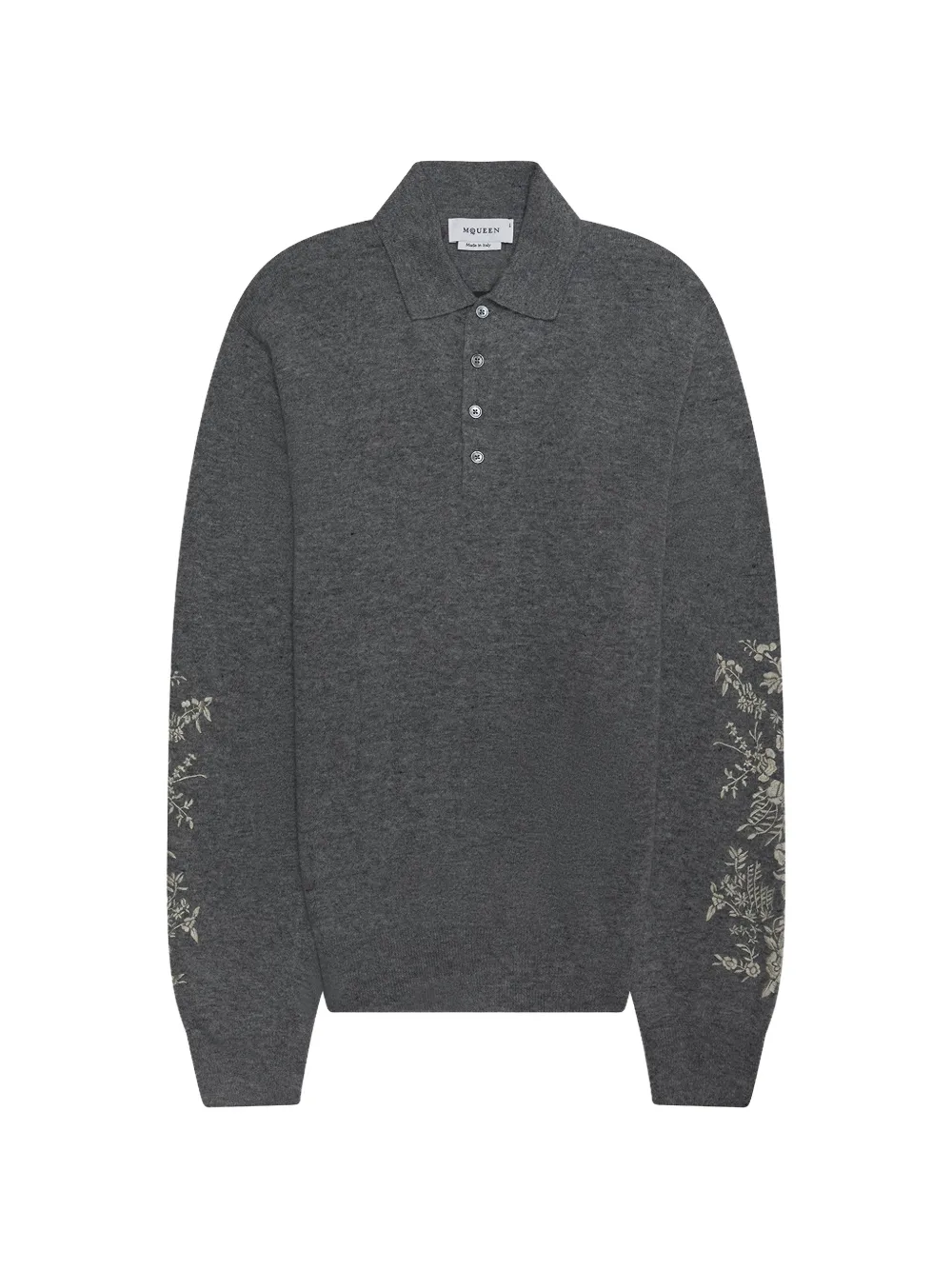 Alexander McQueen embroidered long-sleeve polo shirt - Grigio