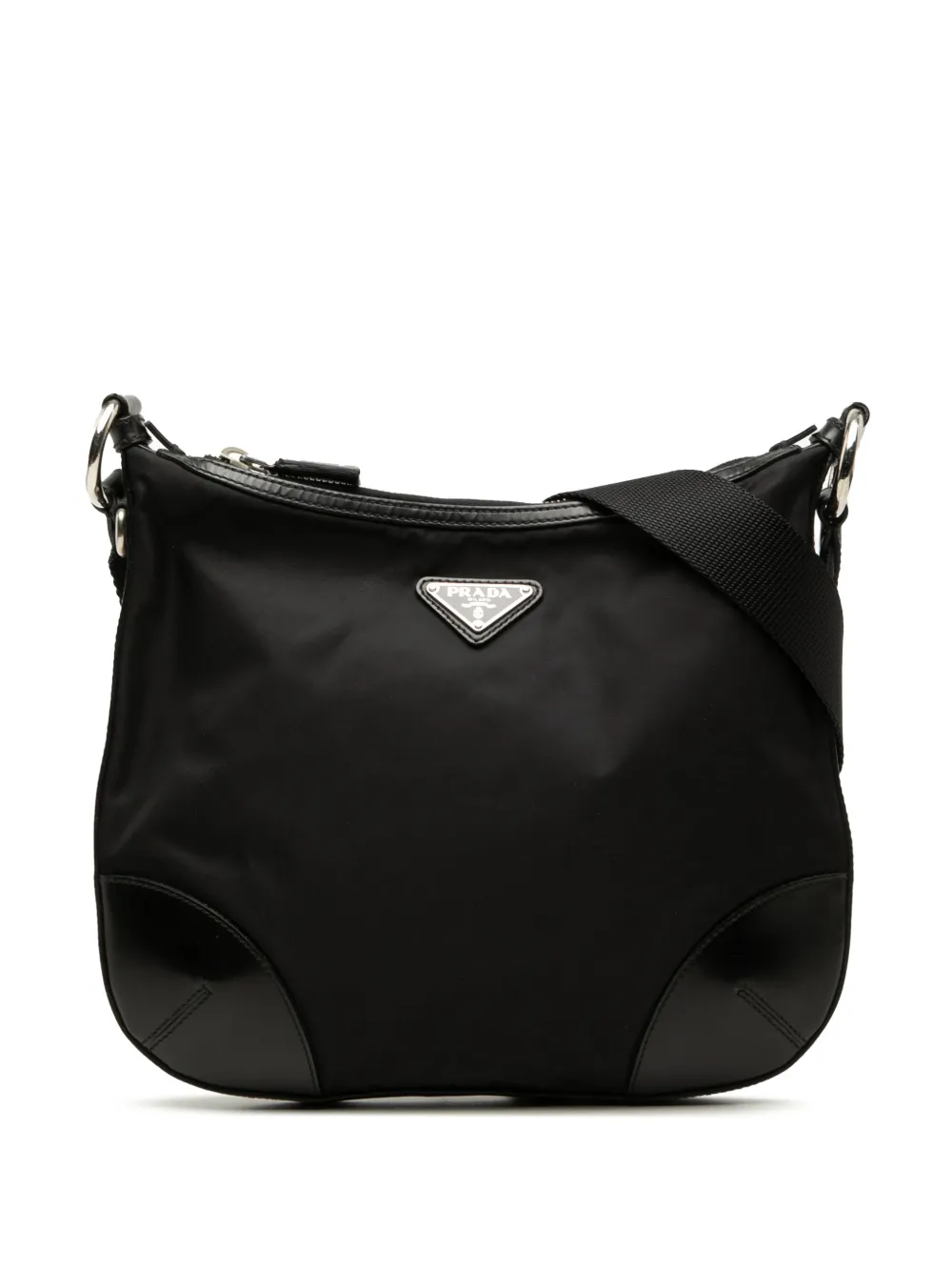 Prada Pre-Owned 2013-2026 Leather Trimmed Tessuto Zip Top crossbody bag - Nero