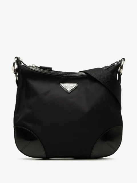 Prada Pre-Owned 2013-2026 Leather Trimmed Tessuto Zip Top crossbody bag