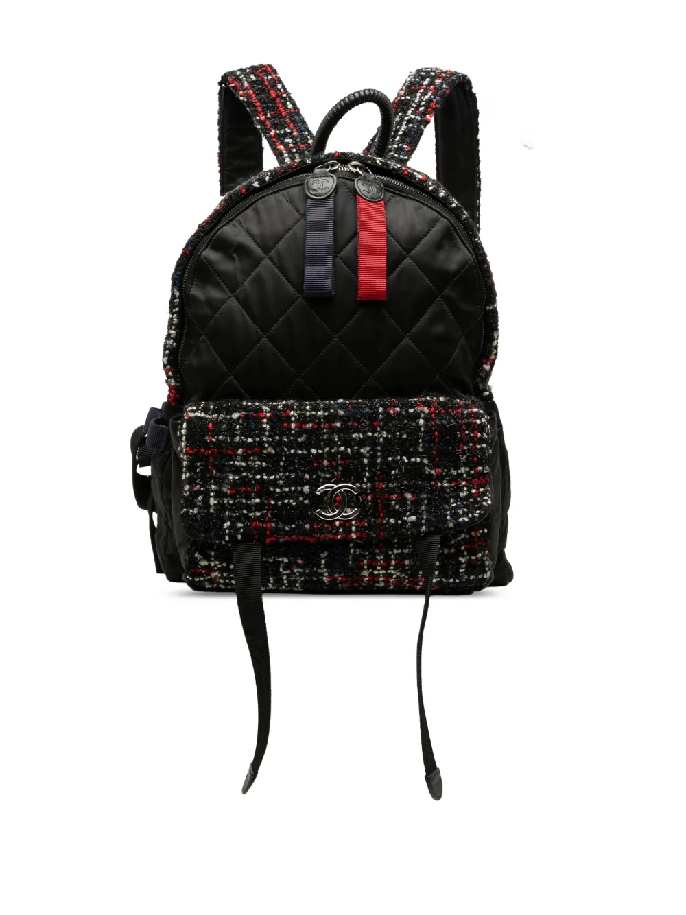 CHANEL Pre-Owned 2018 Quilted Nylon and Tweed Astronaut Essentials backpack - Nero