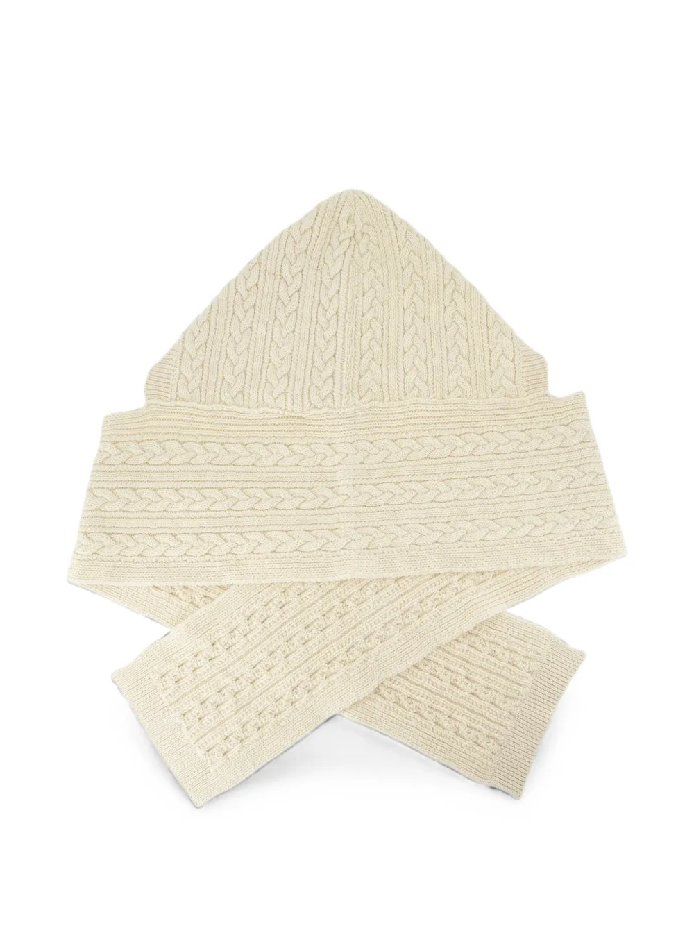 ISABEL MARANT Honorine kabelgebreide sjaal met capuchon Beige