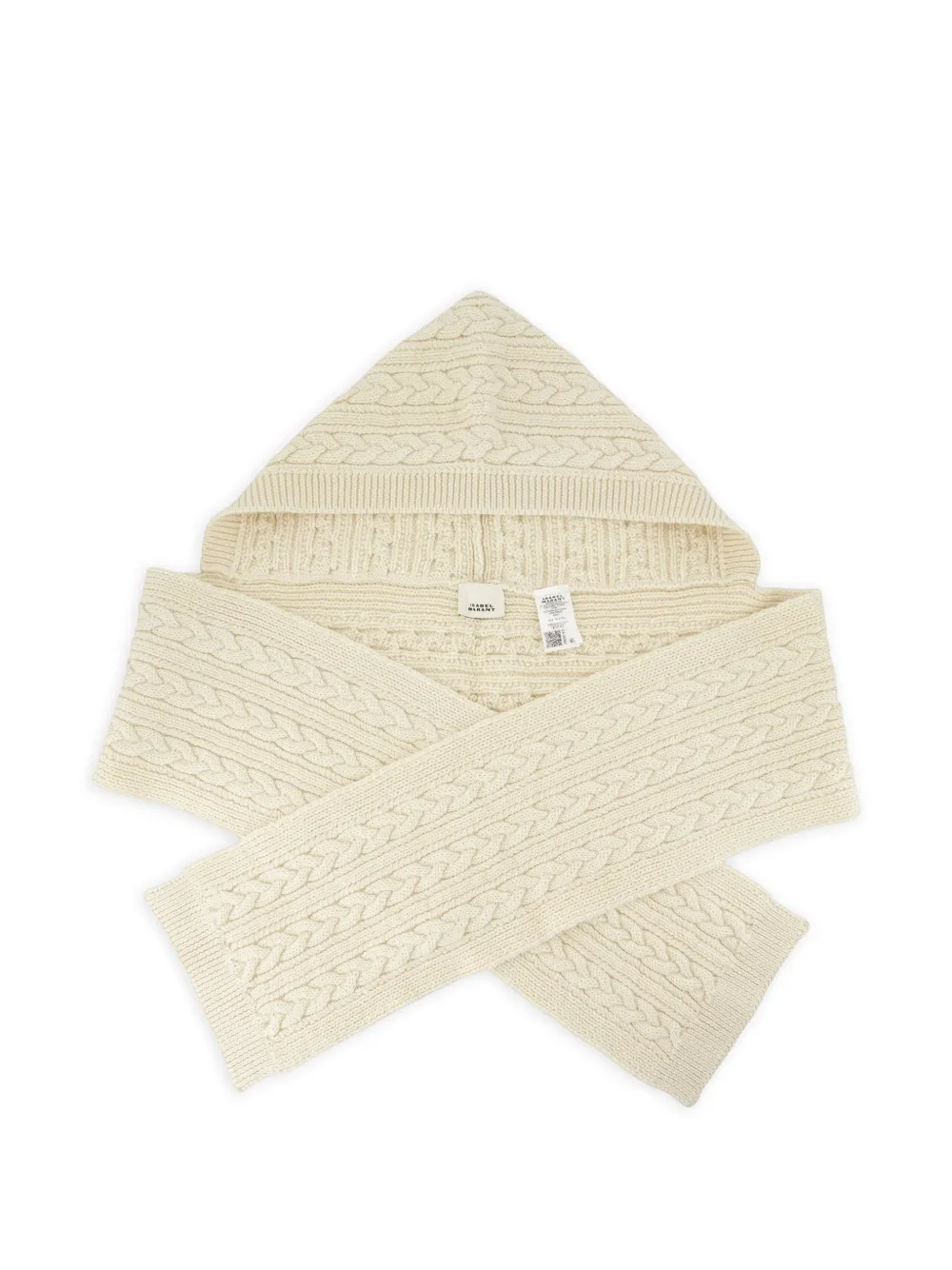 ISABEL MARANT Honorine cable-knit hodded scarf - Toni neutri
