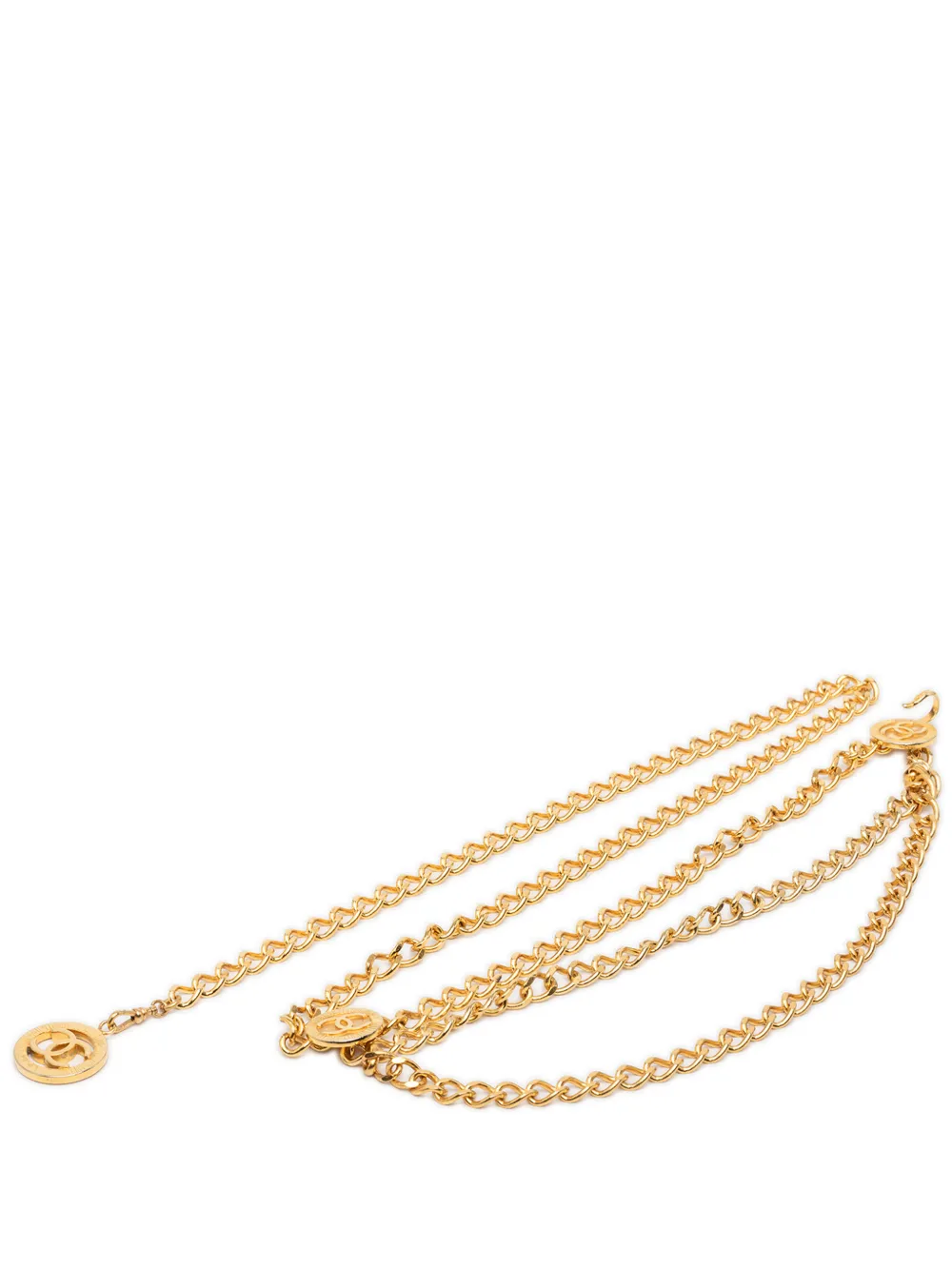 CHANEL Pre-Owned 1984 CC Gold Plated Medallion Triple Chain belt