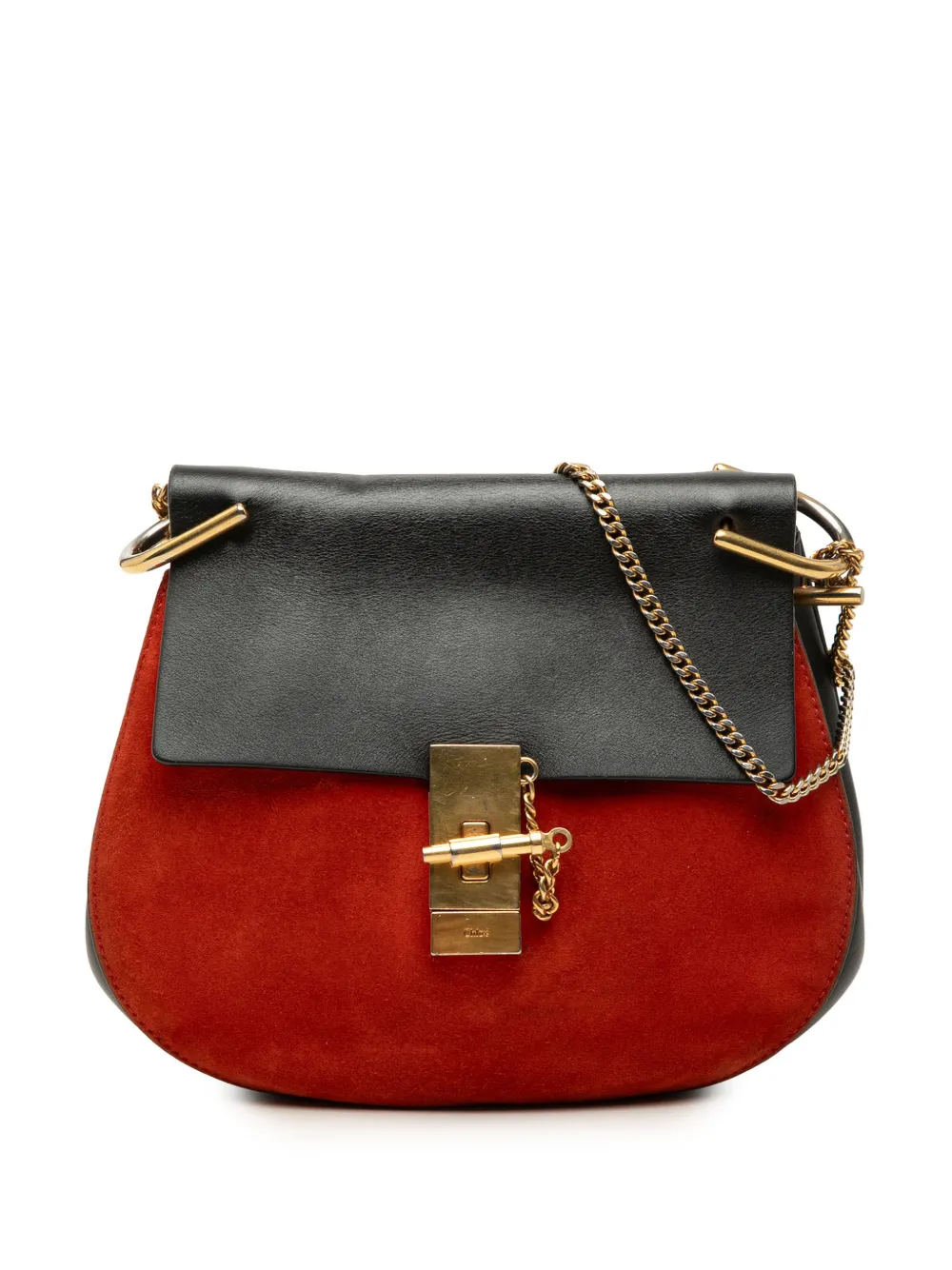 Chloé Pre-Owned 2015 Small Bicolor Suede and Calfskin Drew crossbody bag - Black