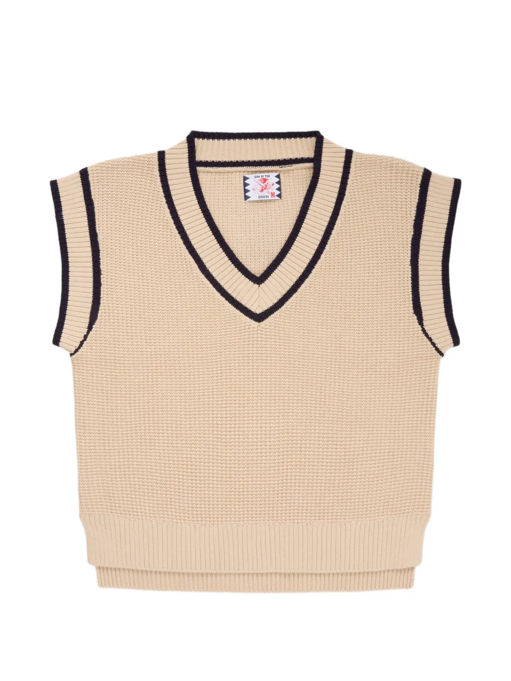 SON OF THE CHEESE stripe-trim V-neck vest - Nude