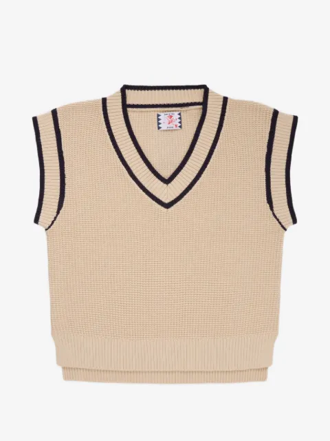 SON OF THE CHEESE stripe-trim V-neck vest