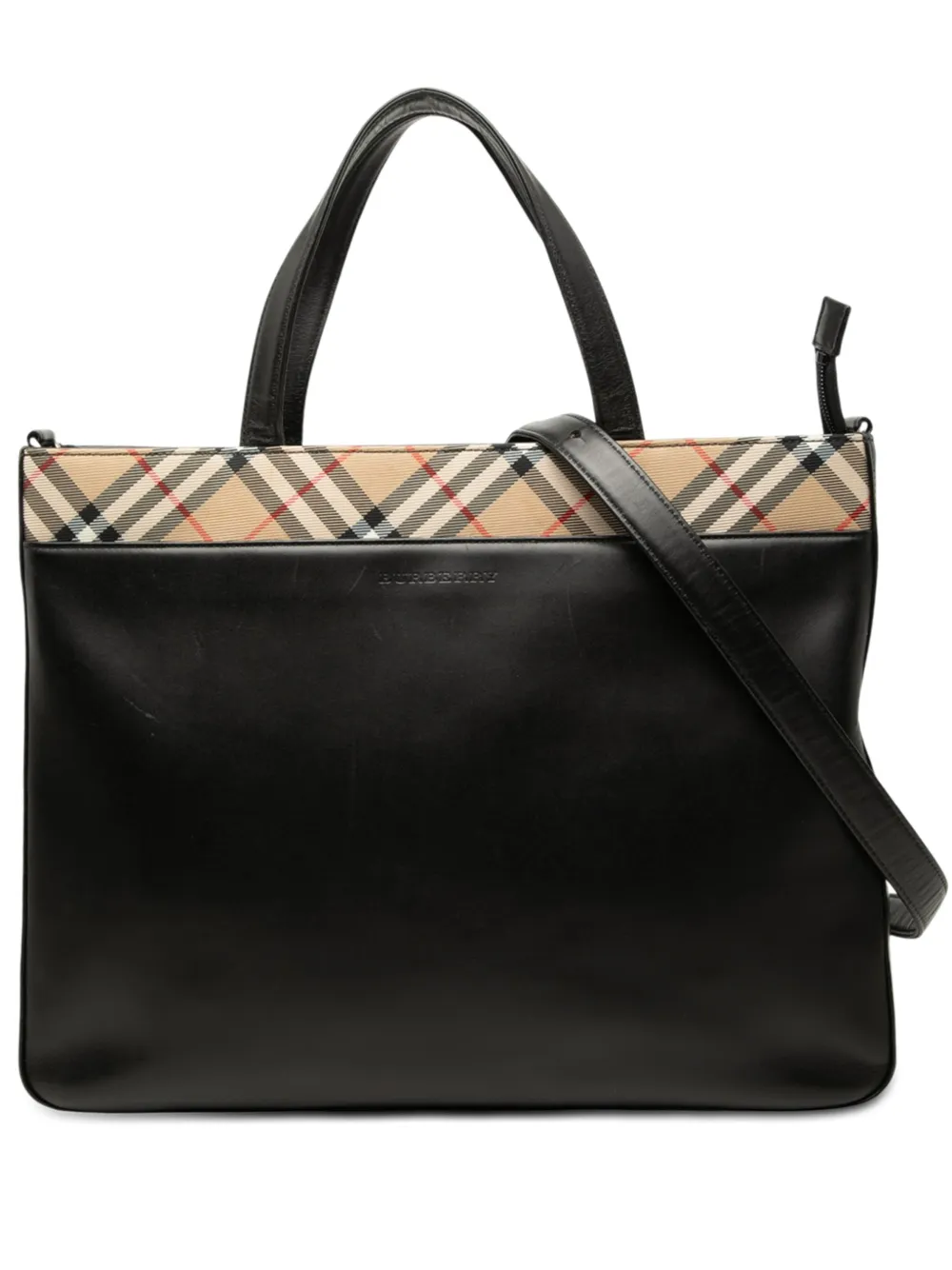 Burberry Pre-Owned 2000-2017 Nova Check Canvas Trimmed Leather satchel - Nero
