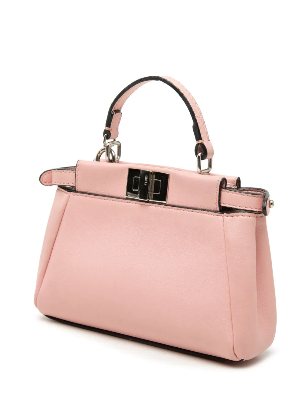 Fendi Pre-owned 2016 Micro Leather Flowerland Peekaboo Satchel in Pink, view 3