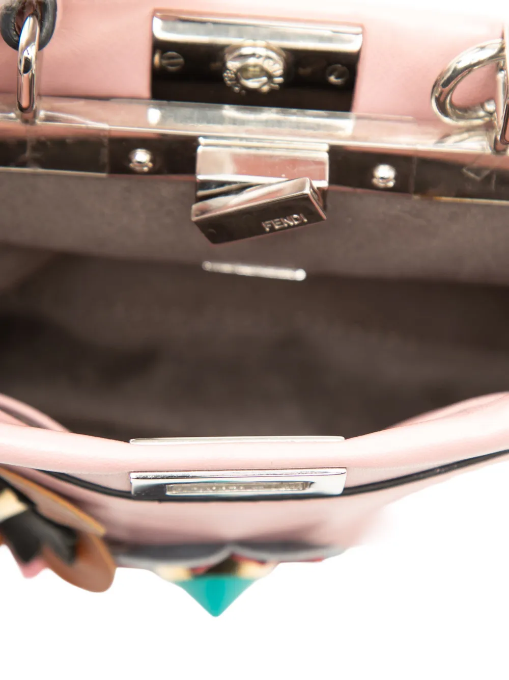 Fendi Pre-owned 2016 Micro Leather Flowerland Peekaboo Satchel in Pink, view 5