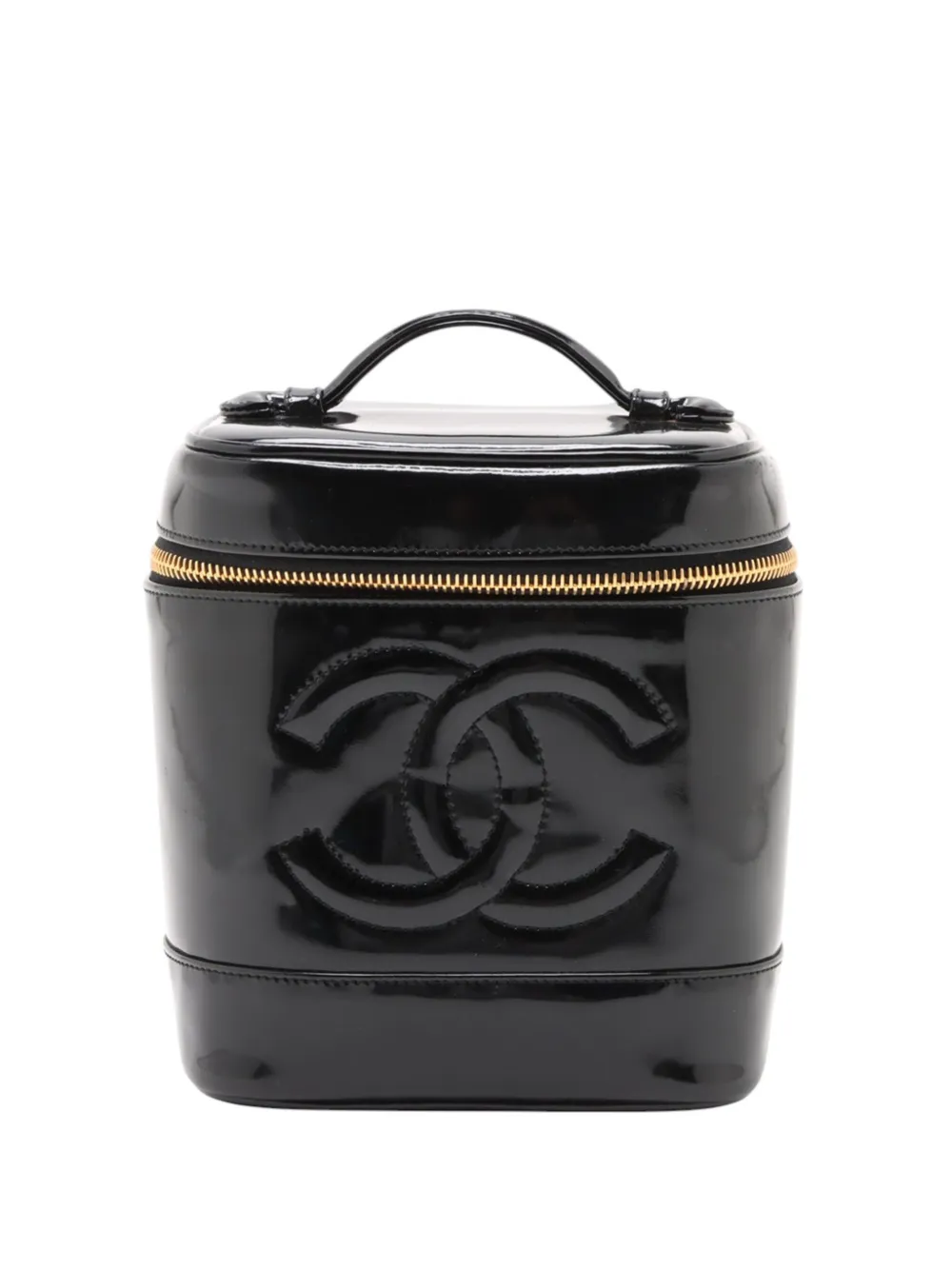 CHANEL Pre-Owned 1996-1997 CC Patent vanity bag - Black