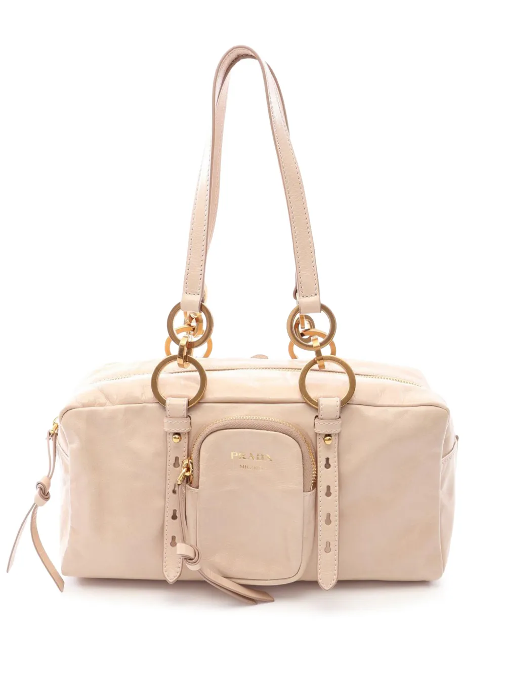 Prada Pre-Owned 2025 Medium Leather Dangle Top Handle Bag shoulder bag - Neutrals