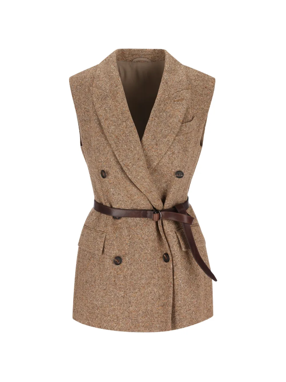 Brunello Cucinelli belted double-breasted waistcoat - Braun
