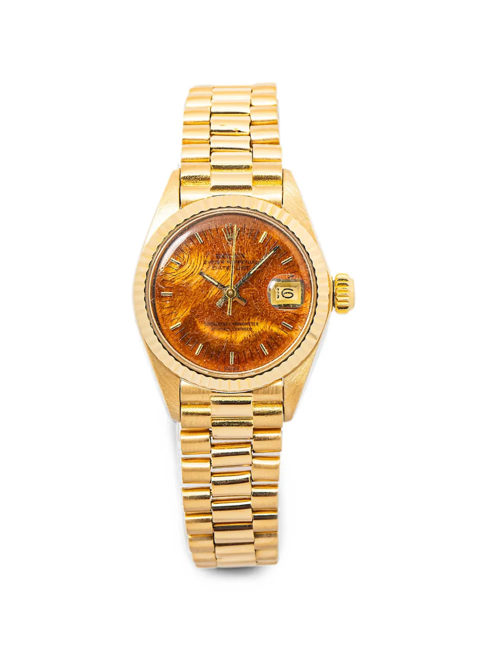 Pre-owned Rolex Datejust Fluted Bezel 26mm Watch In Orange
