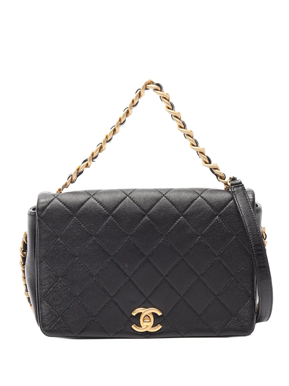 CHANEL Pre-Owned 2021 CC Quilted Calfskin Single Flap satchel - Nero