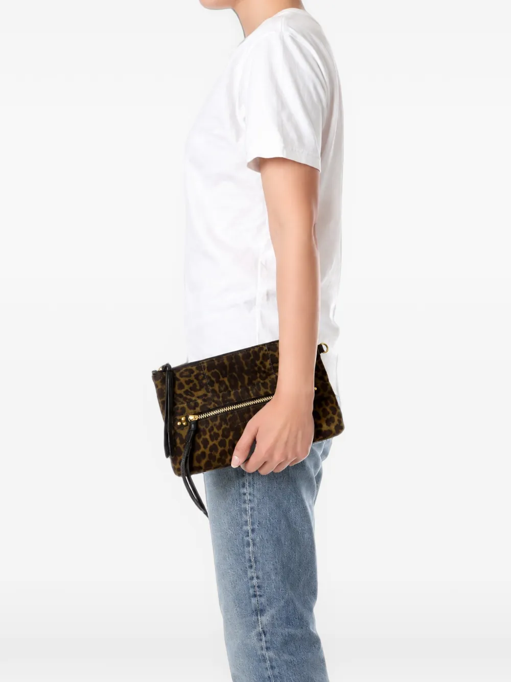 Jérôme Dreyfuss Lucky clutch met luipaard-print Bruin