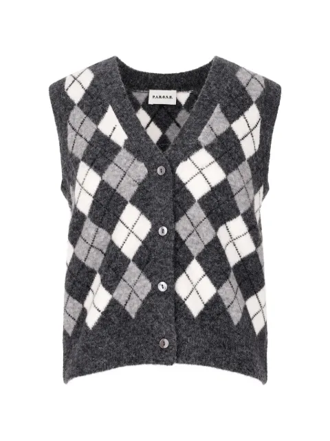 P.A.R.O.S.H. cardigan sans manches à losanges et col v