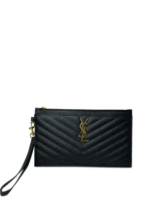 Saint Laurent Quilted Monogram Clutch Bag | Black | FARFETCH