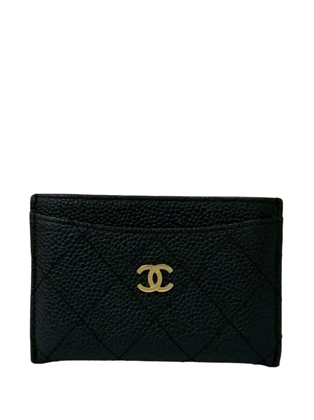 CHANEL Pre-Owned 2012 CC Quilted Caviar Case card holder - Nero