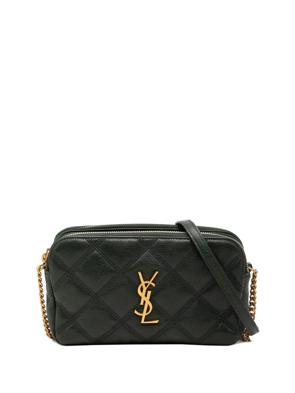 Saint Laurent Pre-Owned 2021 Mini Quilted Lambskin Becky Double Zip crossbody bag - Nero