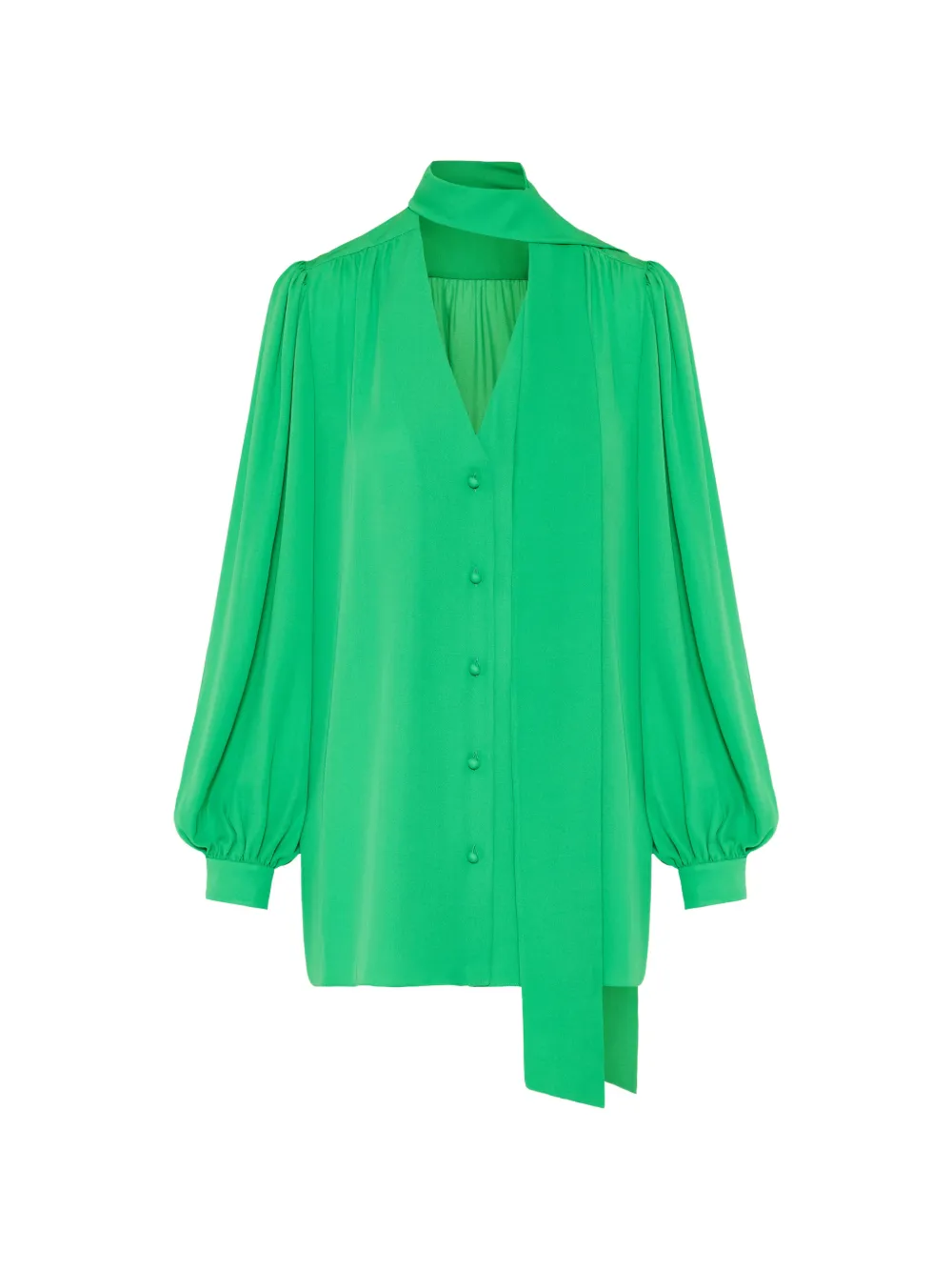 Valentino Garavani scarf-detail bishop-sleeve shirt Groen