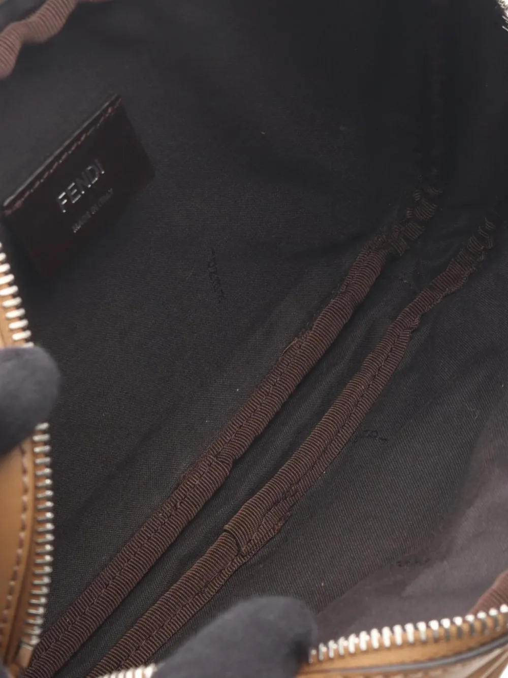 Fendi Pre-owned 2010-2020 Shiny Glazed Fabric FF 1974 Diagonal Duo Camera Bag Crossbody Bag in Brown, view 4