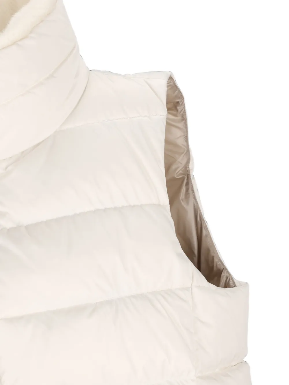 Herno Gewatteerde bodywarmer van imitatiebont Beige