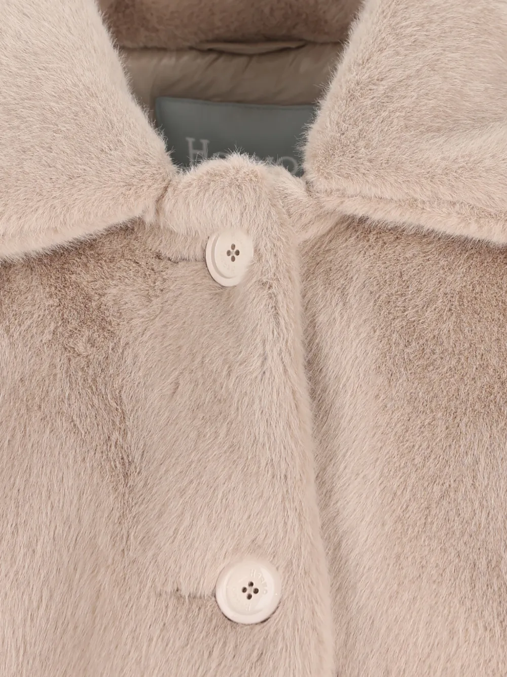 Herno Kids button-fastening single-breasted faux-fur coat Beige