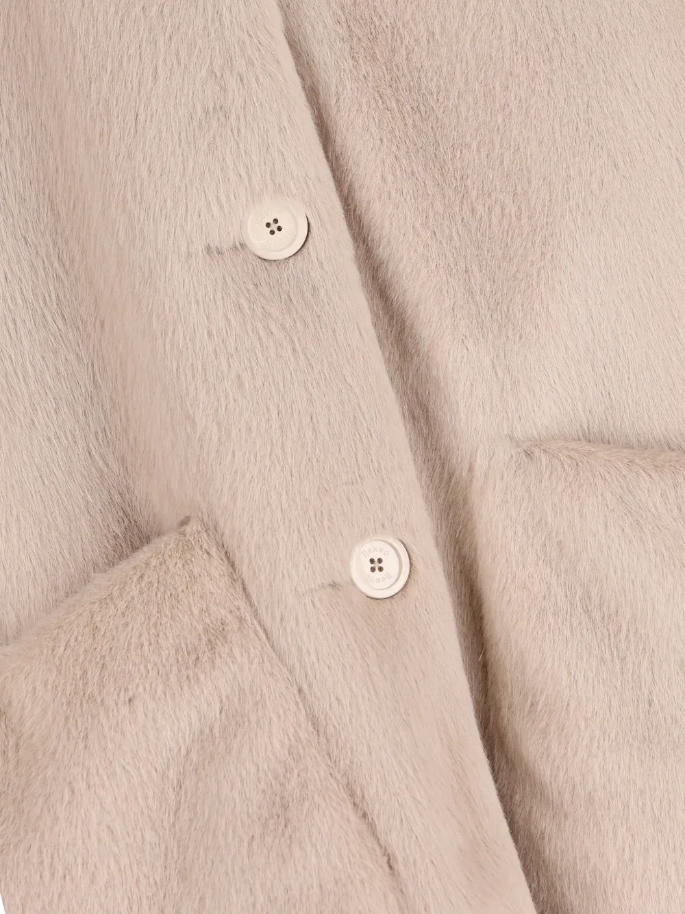 Herno Kids button-fastening single-breasted faux-fur coat Beige