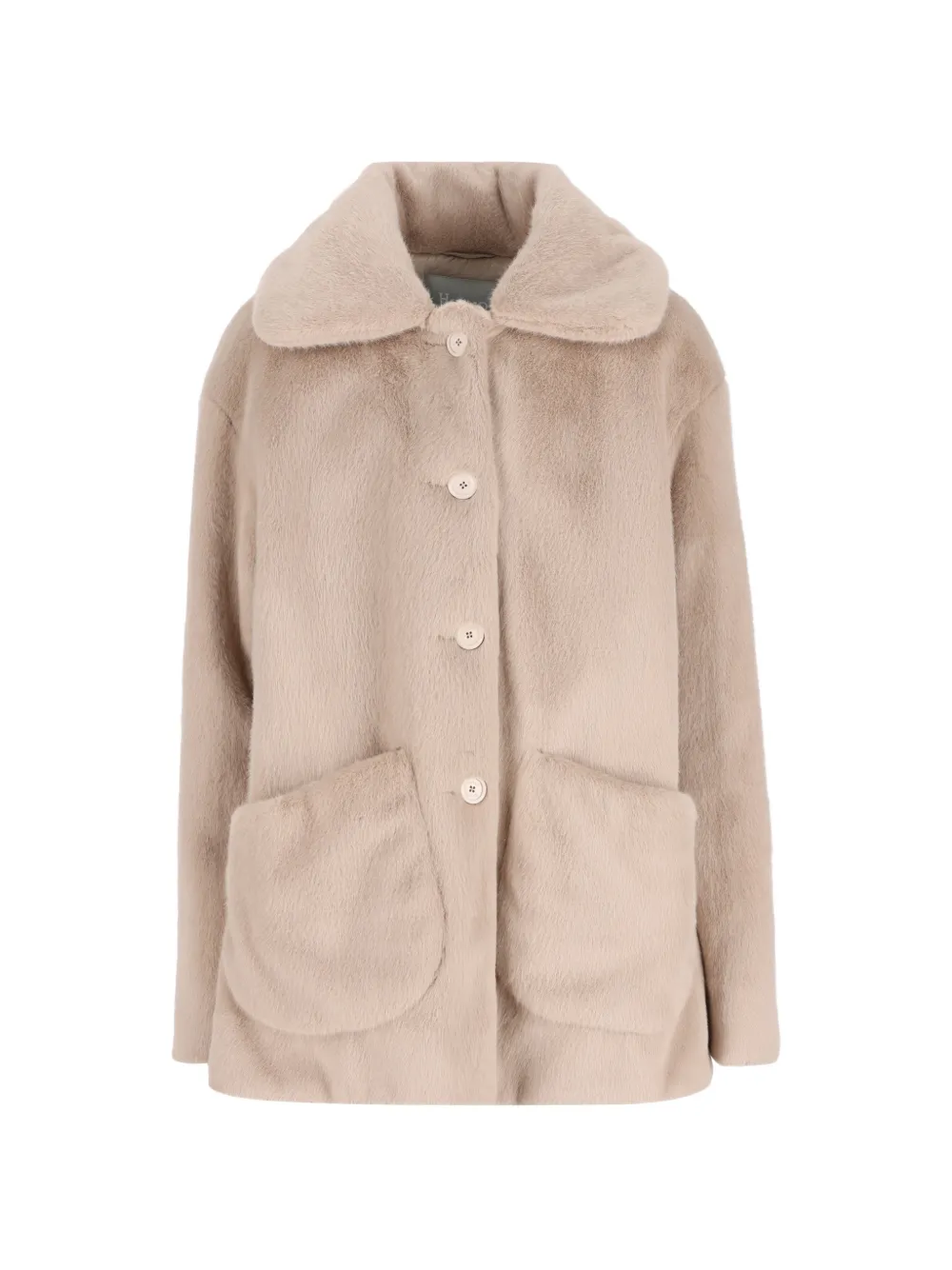 Herno Kids button-fastening single-breasted faux-fur coat - Toni neutri