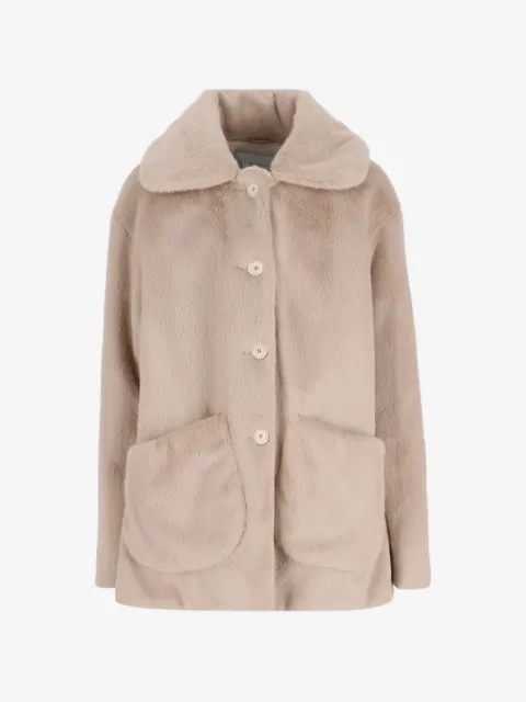 Herno Kids button-fastening single-breasted faux-fur coat