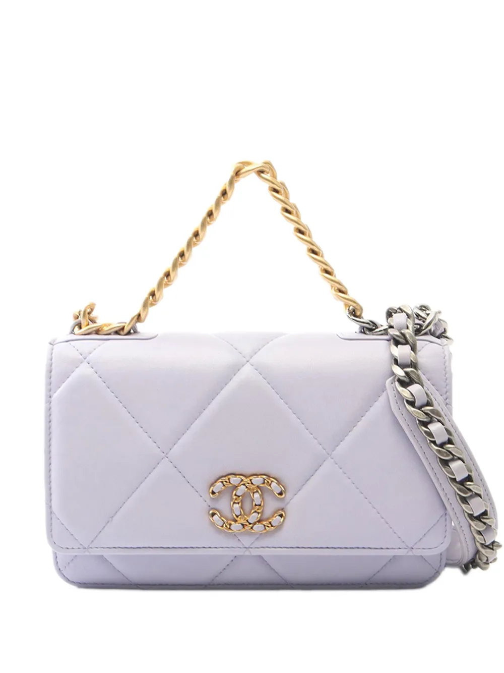 CHANEL Pre-Owned 2021-2026 Quilted Lambskin 19 Wallet on Chain satchel - Viola