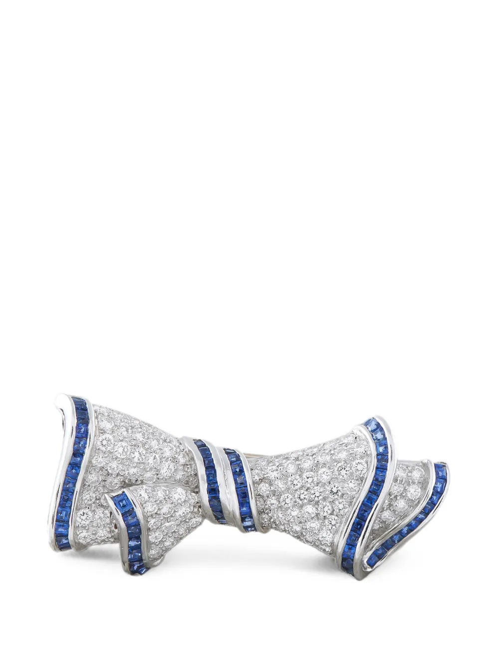 LB Exclusive diamond and sapphire bow brooch - Silber