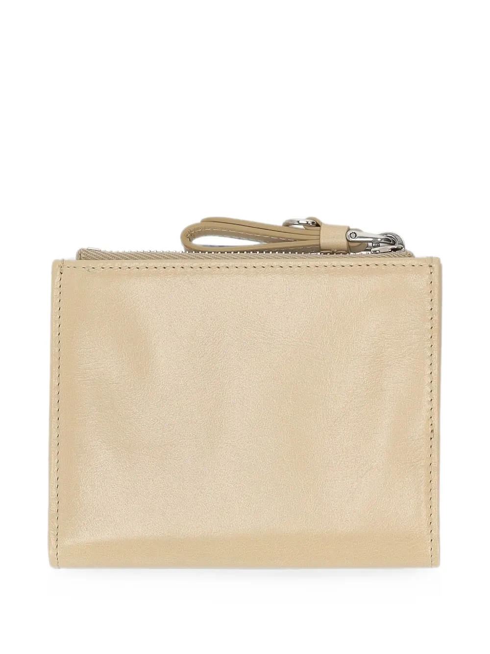 Miu Leren portemonnee met logo-reliëf Beige