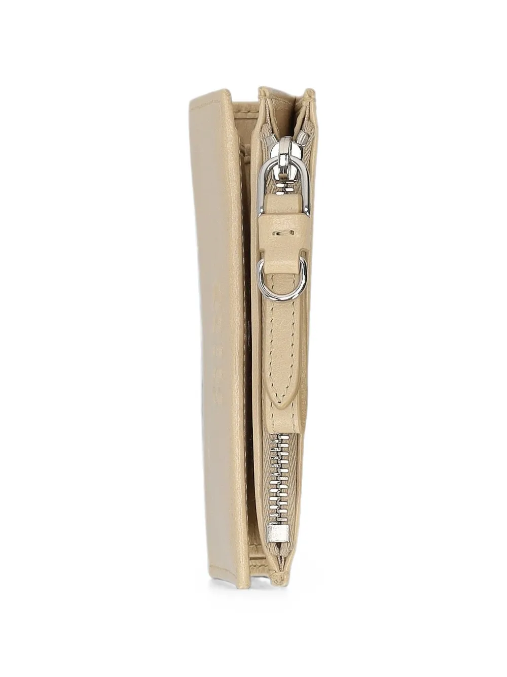 Miu Leren portemonnee met logo-reliëf Beige