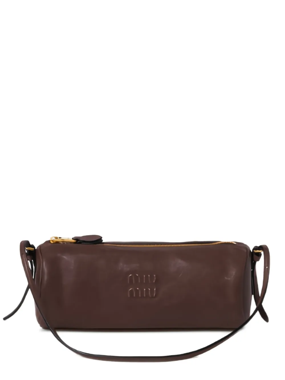 Miu Miu logo-embossed leather pouch - Marrone
