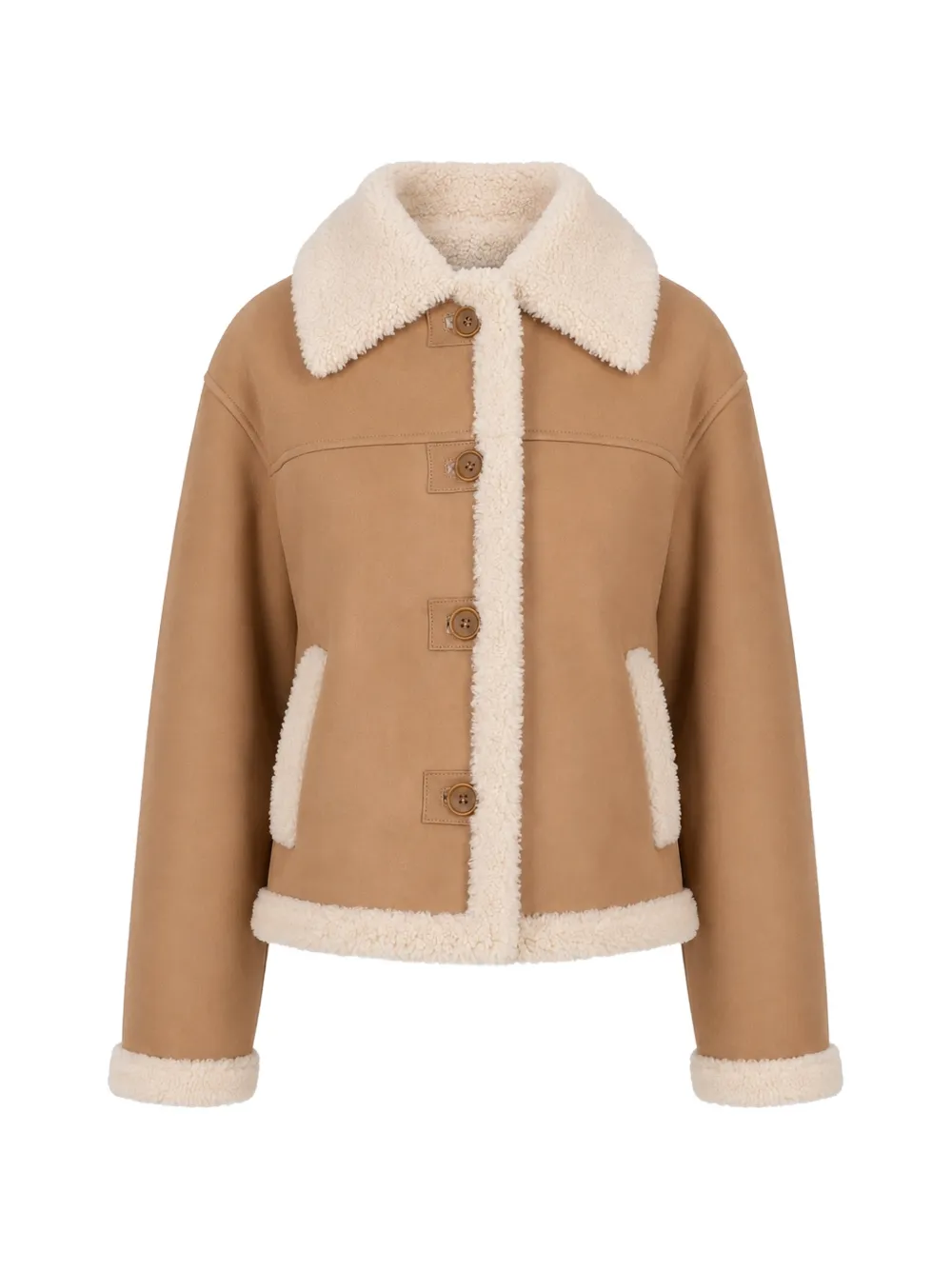 P.a.r.o.s.h Montana Shearling-trim Jacket In Brown